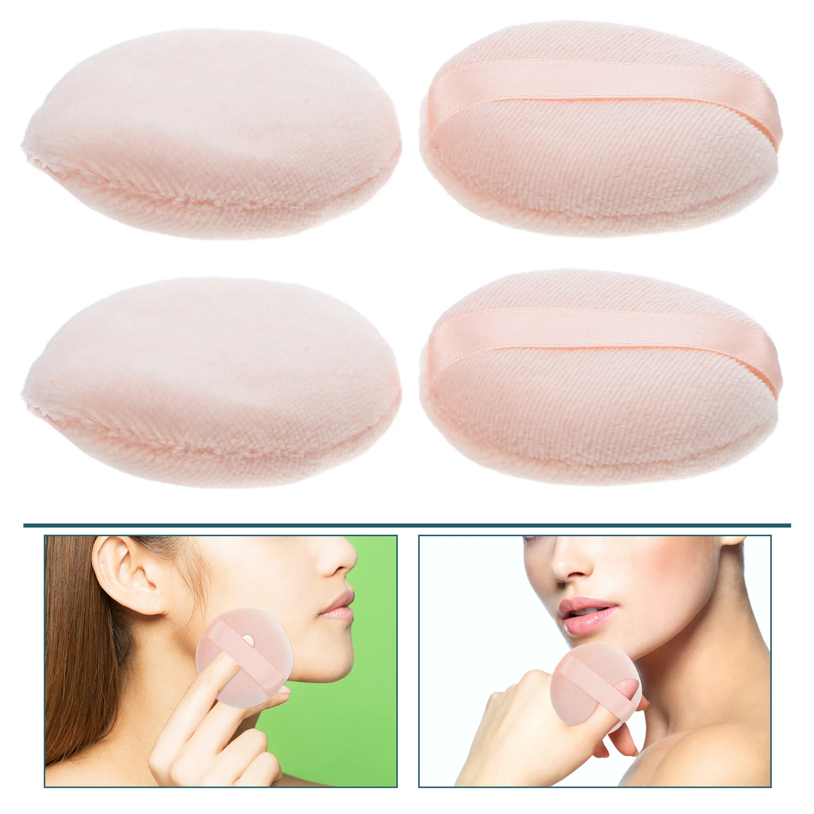 

4Pcs Round Makeup Sponge Powder Puff Premium Material Soft for Loose Powder Face Foundation Puff