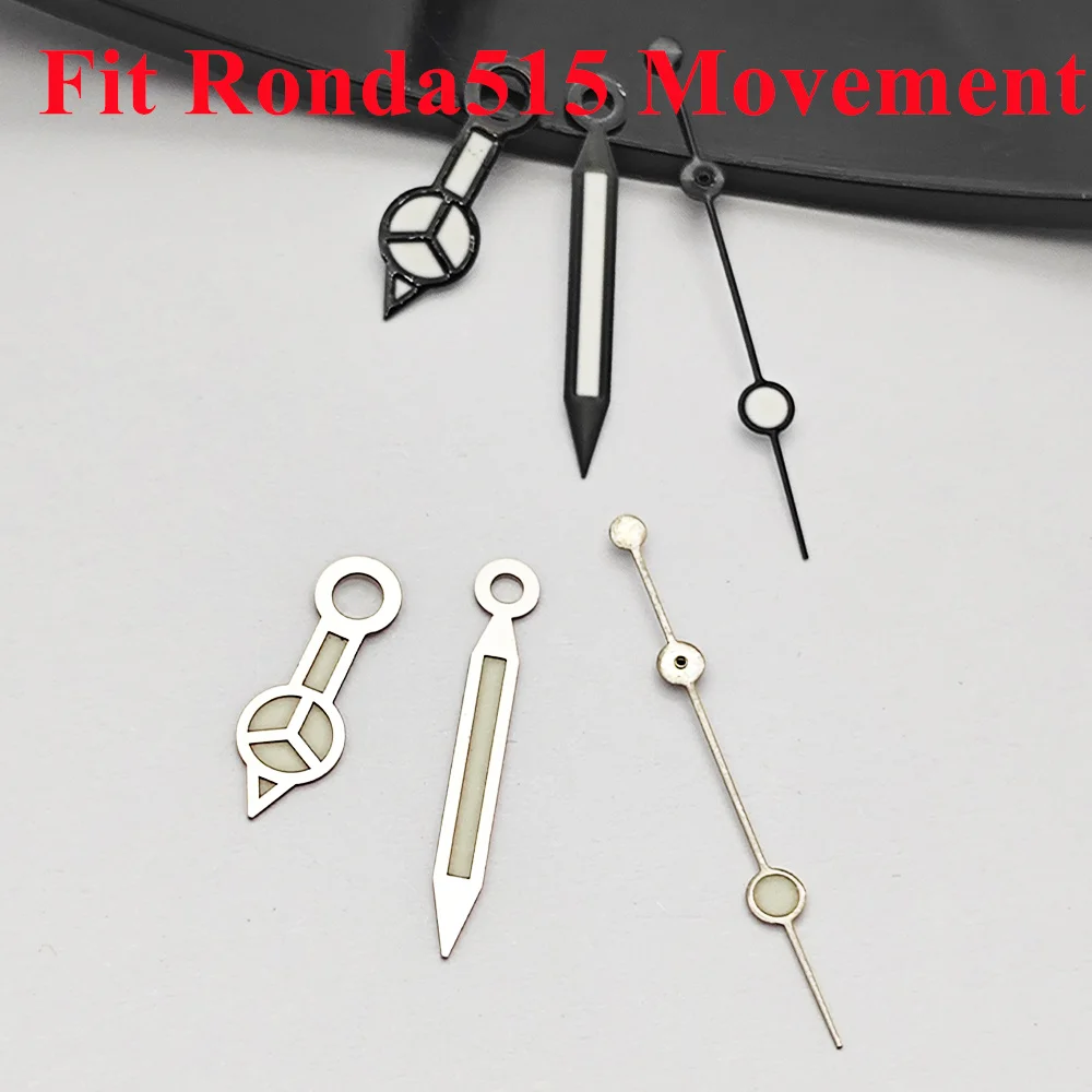 RICHUS Ronda515 Watch Hands Silver Black Watch Hands Blue Green Luminous Fit Ronda 515 Quartz Movement Watch Accessory Part