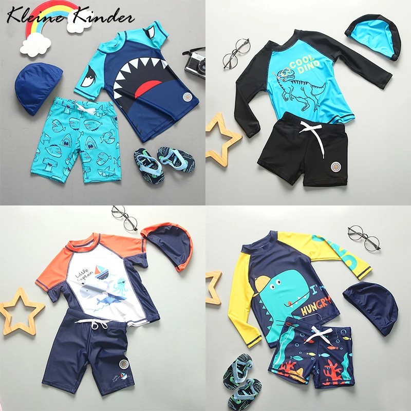 Children Swimming Suit Shark Dinosaur Swimsuit for Boys Long Sleeve Beach Clothes UPF50 Anti Boys Swimwear Swimming Bathing Suit