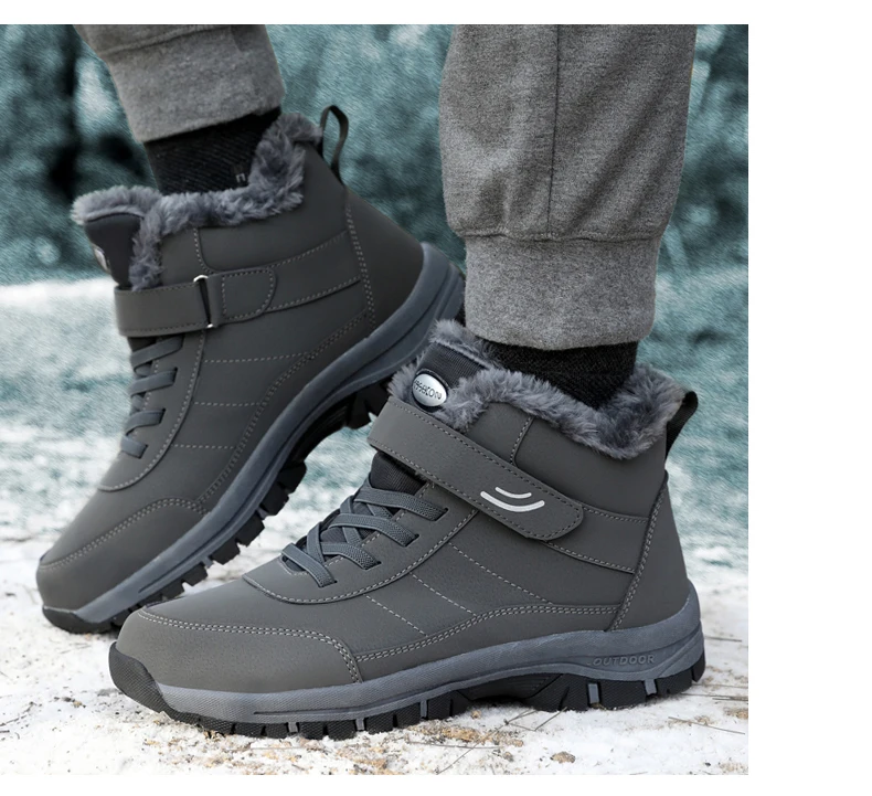 Unisex Winter Outdoor Berg-Baumwollschuhe Rutschfeste Warme Fleece-Gefütterte Wanderstiefel Wasserdichte Kältebeständige Schneestiefel 35-46 – Detail 24