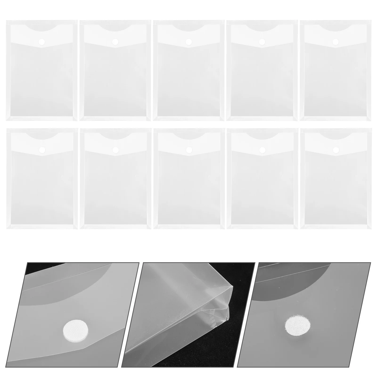

10Pcs Snap Button File Folders Clear Document Holder Bags for Office School Stationery Storage Portable File Pocket Organizer