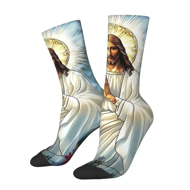 

Custom Kawaii Printing Savior Jesus Christ Socks for Women Men Stretch Summer Autumn Winter Religious Crew Socks