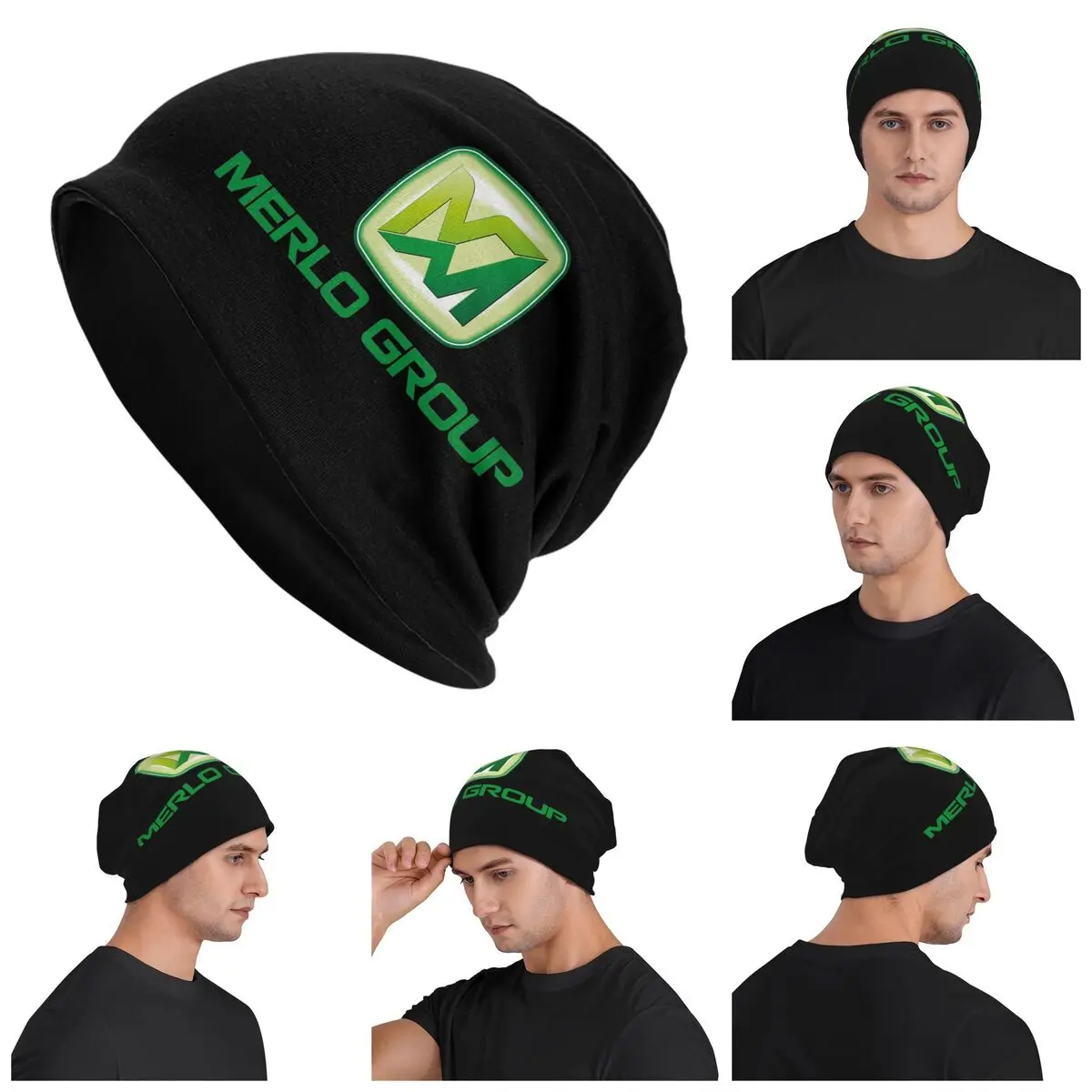 

Merlo Logo Warm Knitted Cap Fashion Bonnet Hat Autumn Winter Outdoor Beanies Hats for Unisex Adult