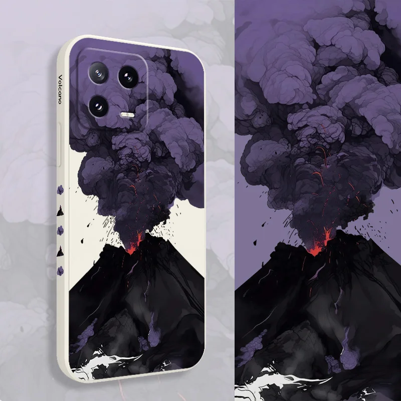 

Purple Volcano Phone Case For Xiaomi 17 Mi 15 14 14T 13 13T 12 12X 12T 12S 11 11T 10 10T 9 9T Pro Lite Liquid Silicone Cover