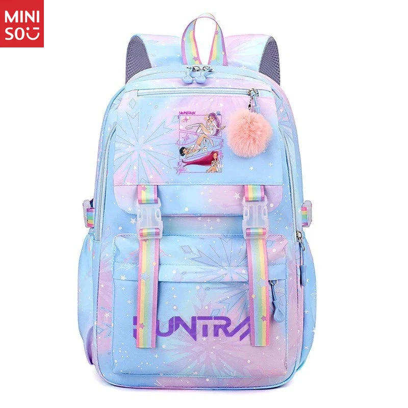 حقيبة ظهر مدرسية كورية من مينيسو للمراهقين، حقيبة طالب ذات سعة كبيرة مع طباعة #3