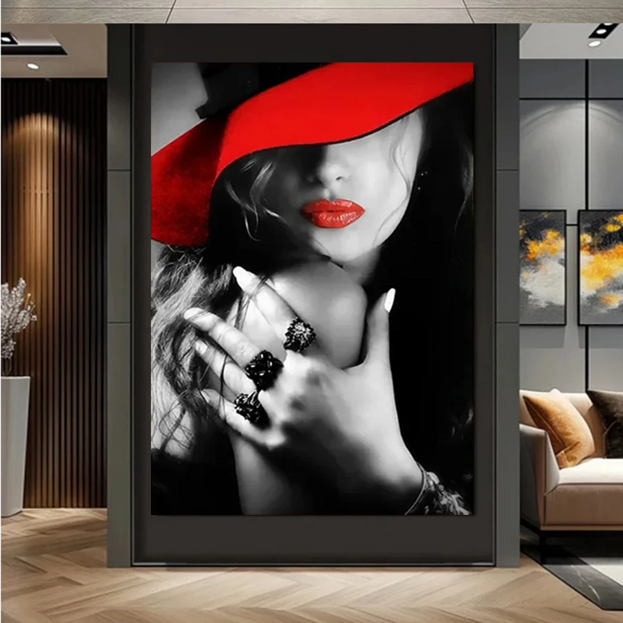 

Modern Art Sexy Red Lips Woman Picture Diamond Painting Diy Cross Stitch Full Square Round Diamond Mosaic Embroidery Home Decor