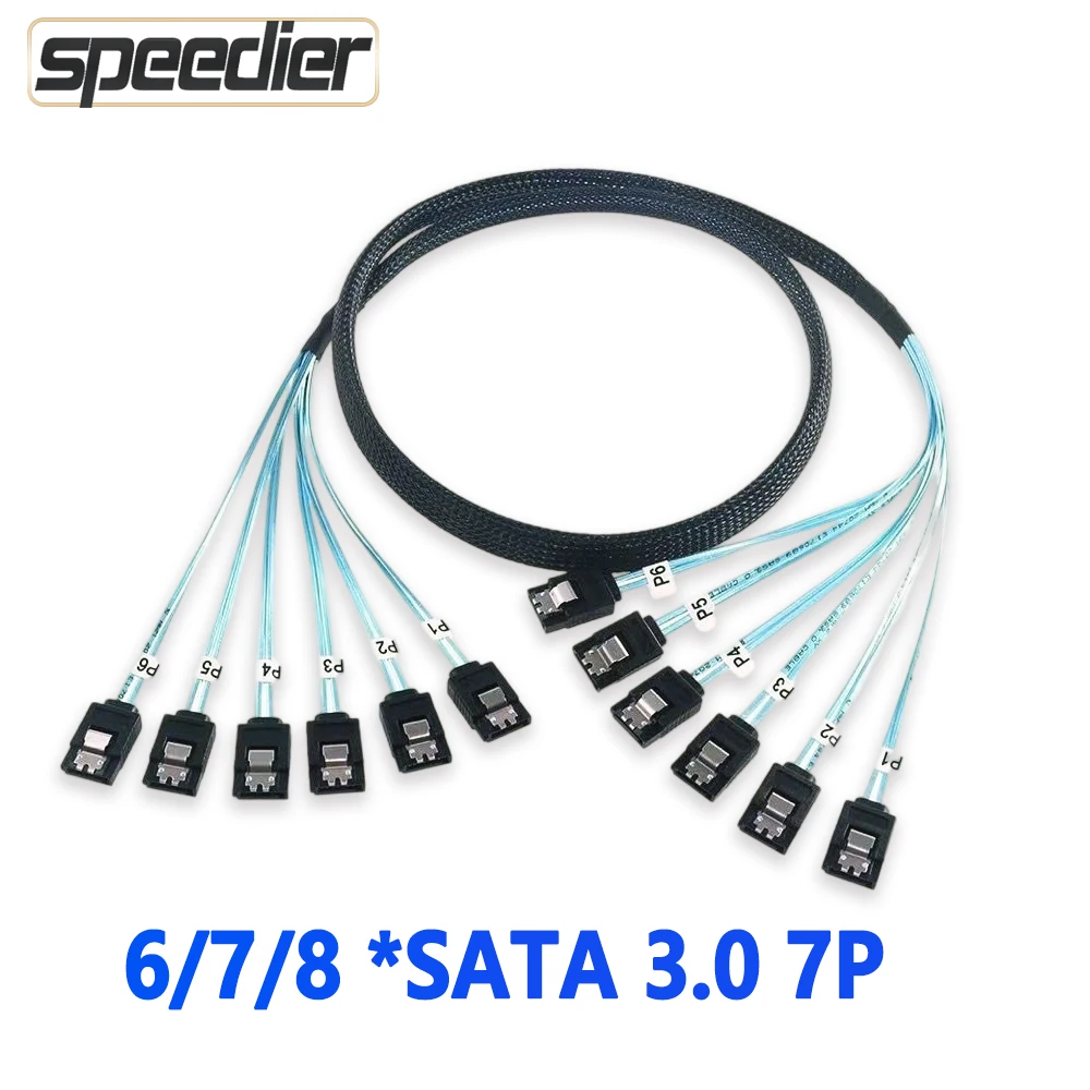 SATA-III SATA 3.0 Straight 7Pin  4/6/8 pcs/Set  Extension Cable Data Wire for Hard Disk SSD Drives NAS Server Host 6Gbps 0.5M 1M