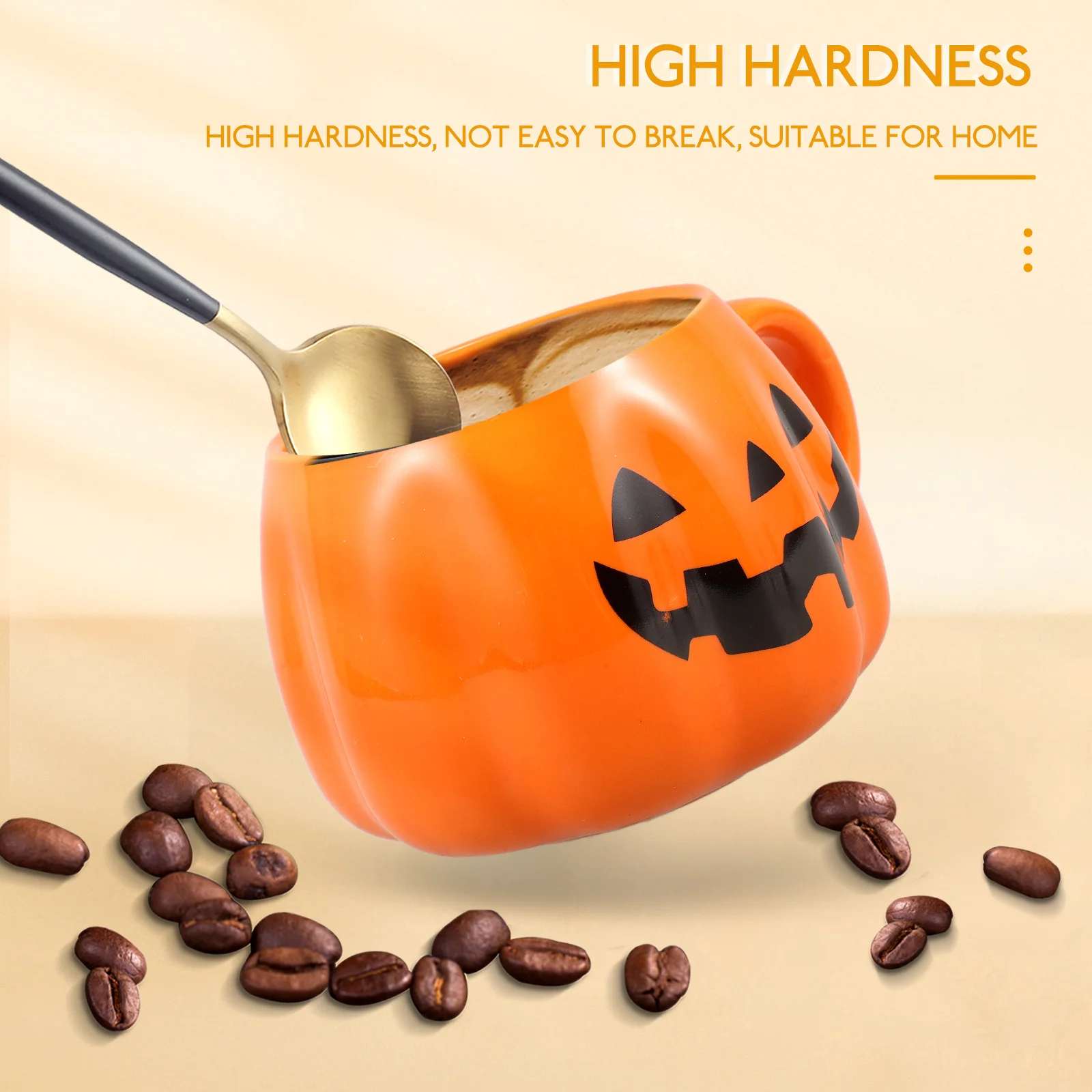

1Set Pumpkin Face Mug Exquisite Ceramic Water Cup for Office School Travel Hot Cold Drinks Microwave Safe Halloween Style