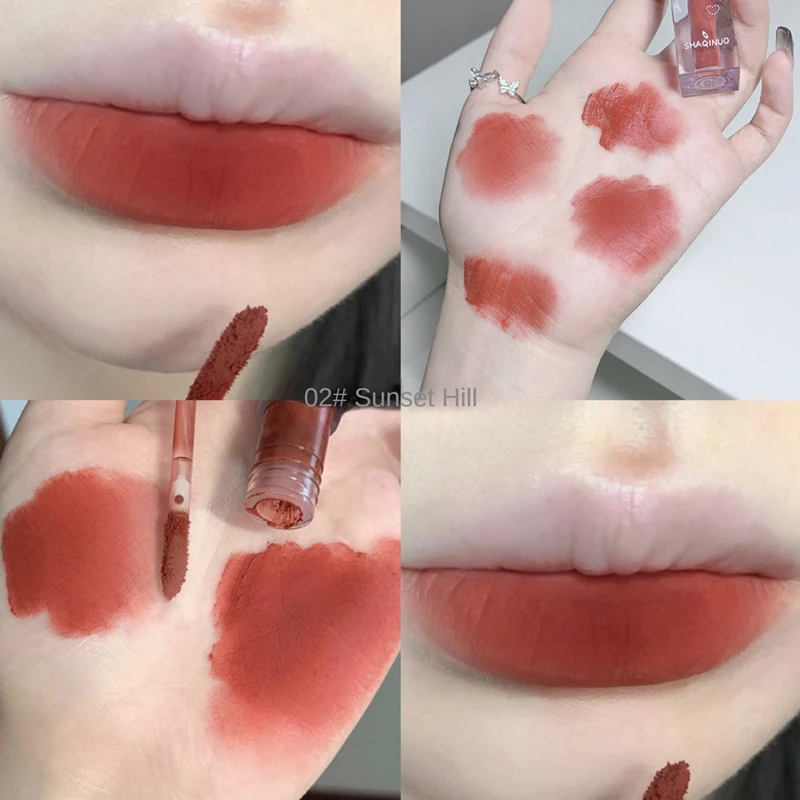 6 Farben Creme Luft Samt matte Lippen glasur seidig-glatt lang anhaltende Lippen tönung wasserdichte Antihaft-Tasse Lip gloss Make-up Kosmetik