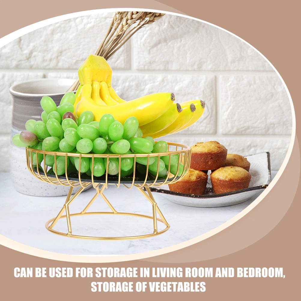 

Wrought Iron Snack Plate Fruit Basket Metal Wire Tray Storage Bread Baskets Counter Bowl Large Capacity Lightweight Home