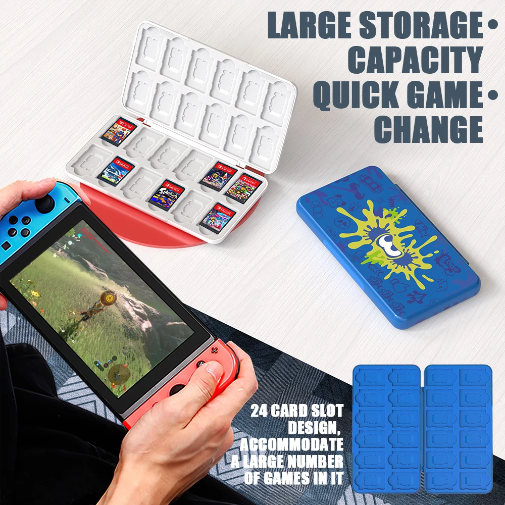 24 In 1 Ns Switch Game Card Storage Case Portable Magnetic 3D Silicone Cover Box Shell for Nintendo Switch Travel Accessories