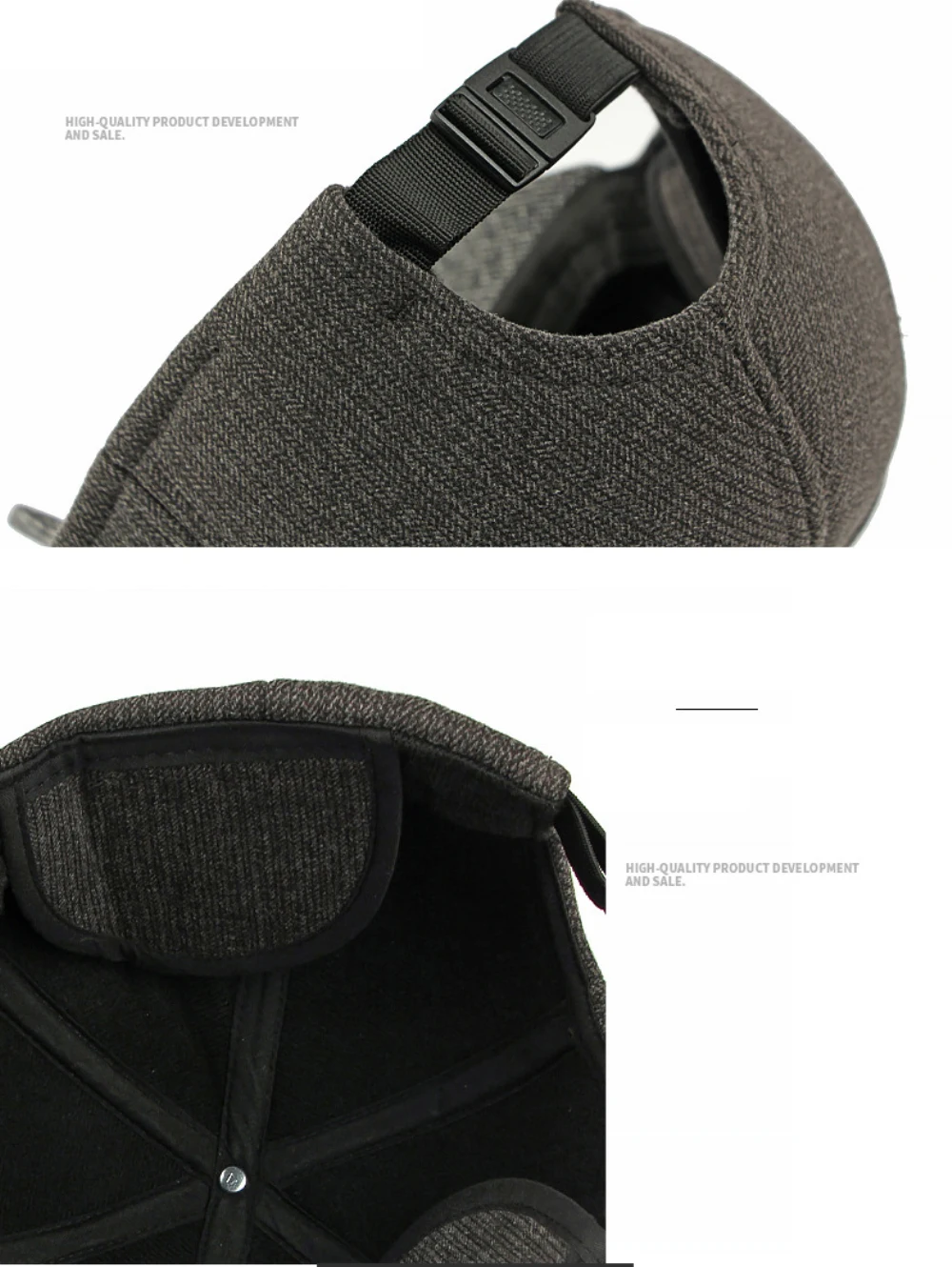 HT5011 Winter-Baseballmütze, dicke, warme, mit Fleece gefütterte Mütze für Männer und Frauen, Woll-Baseballmützen mit Ohrenklappen, verstellbare Vater- und Papa-Mütze – Detail 7