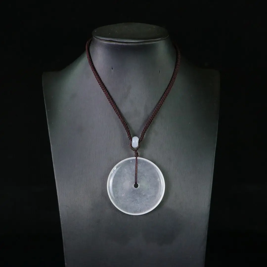 

Myanmar natural jade white ice safety buckle high ice pendant pendant
