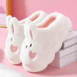 Pantofole coniglietto bianco per la casa Scarpe Kawaii Pantofole soffici con coniglio da donna Sandali da interno invernali Pantofole con stivaletto con plateau da donna Novità