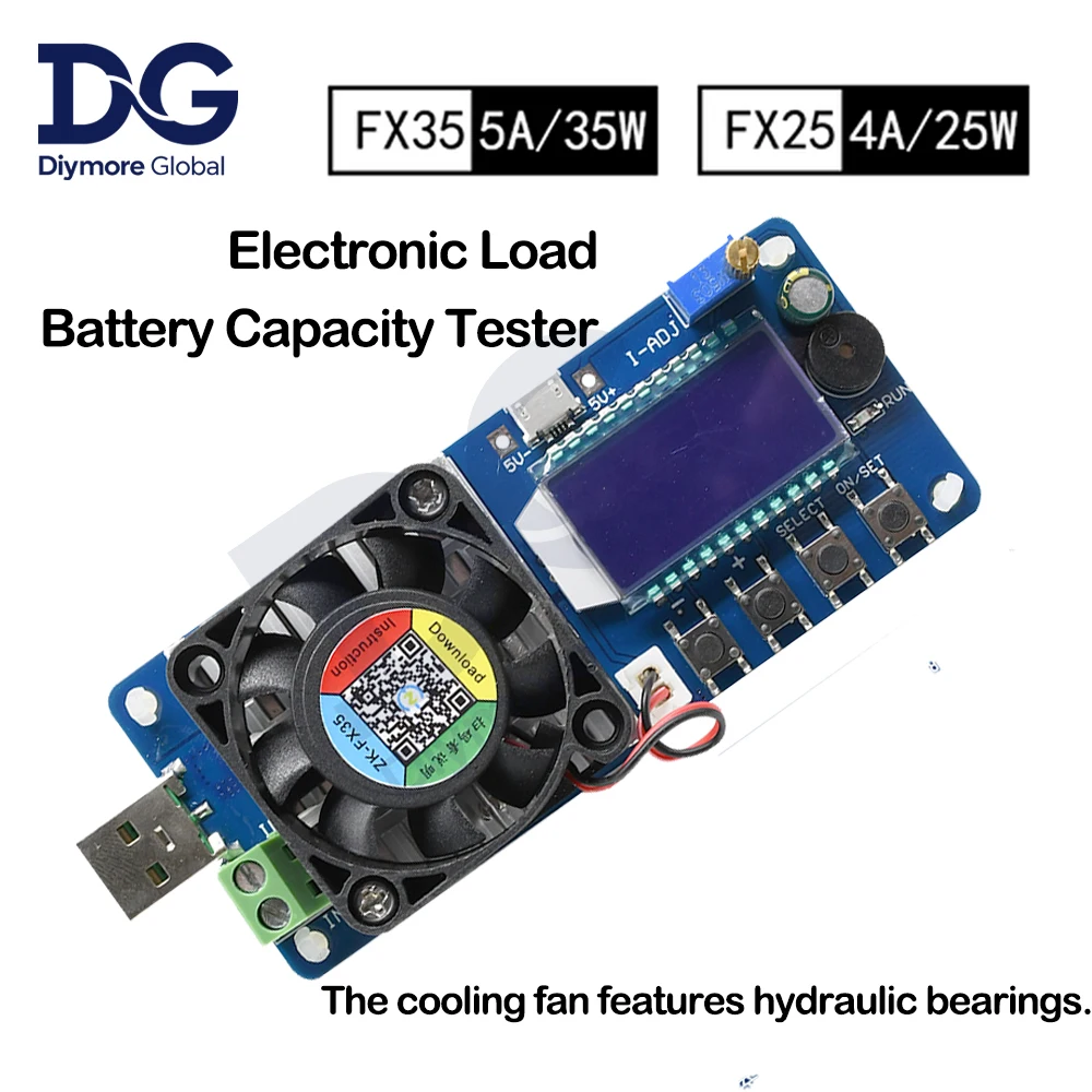 FX25 4A25W/FX35 5A35W Electronic Load Battery Capacity Tester Constant Current USB Power Detector Adjustable Resistor