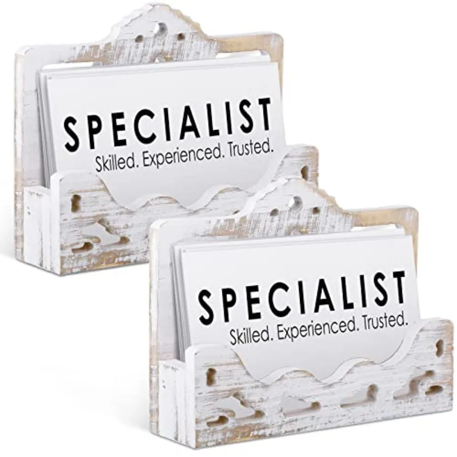 حامل بطاقة عمل عتيق عرض حامل بطاقات خشبي مفتوح منظم بطاقات الأعمال المزرعة عرض بطاقة العمل المجوفة fo #1