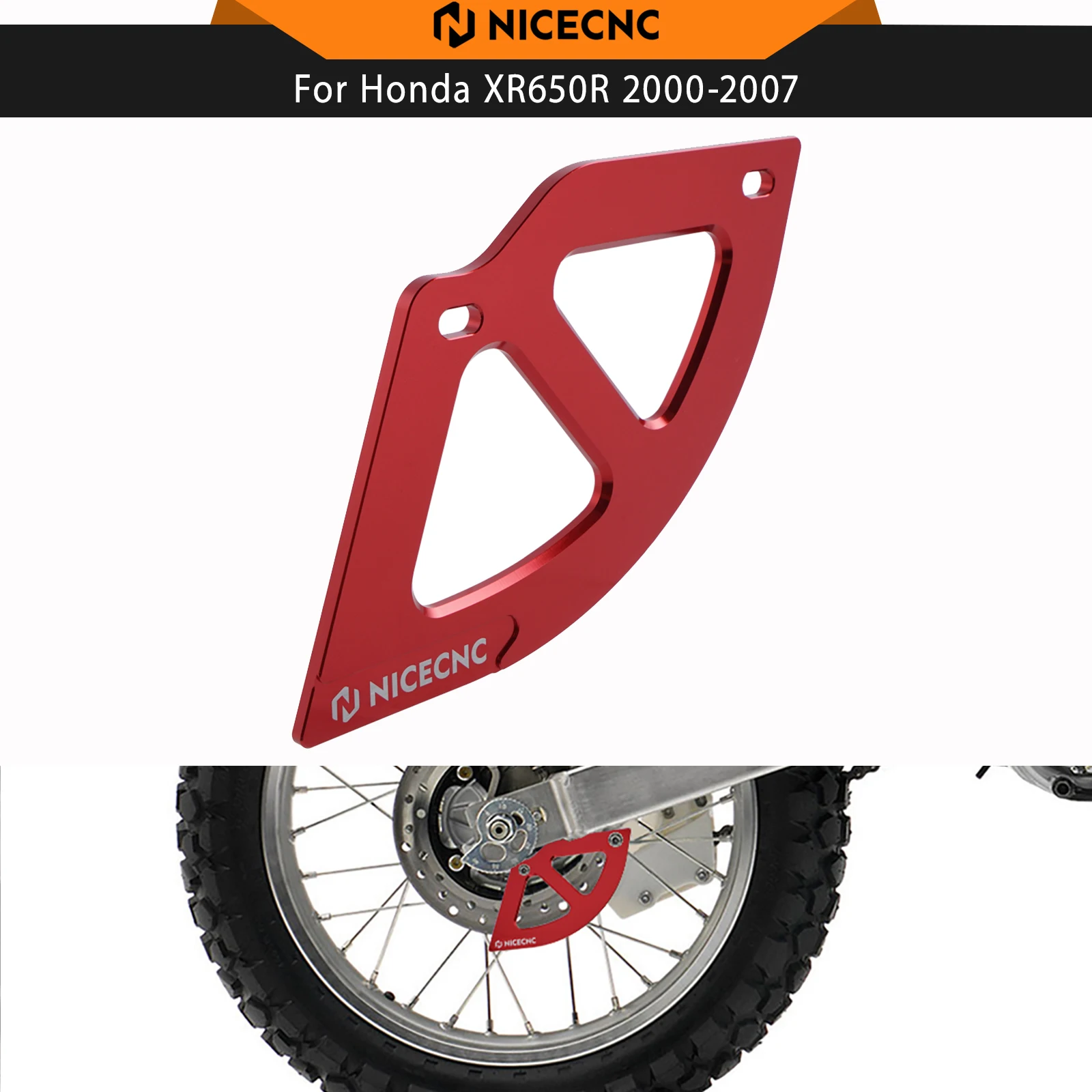 

NICECNC Aluminum Rear Disc Brake Guard For Honda XR650R XR 650R 650 R 2000-2007 CR125R CR250R CR500R CR 125R 250R 500R 1987-2001