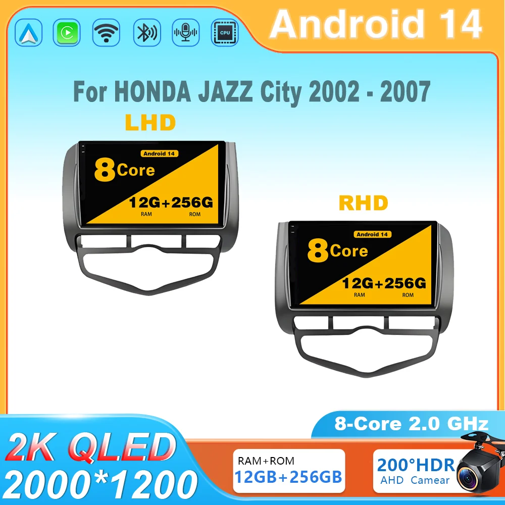 

Android 14 For HONDA JAZZ City 2002 - 2007 Car Radio Carplay Car Stereo 9inch Autoradio Navigation 8 Core Multimedia Player