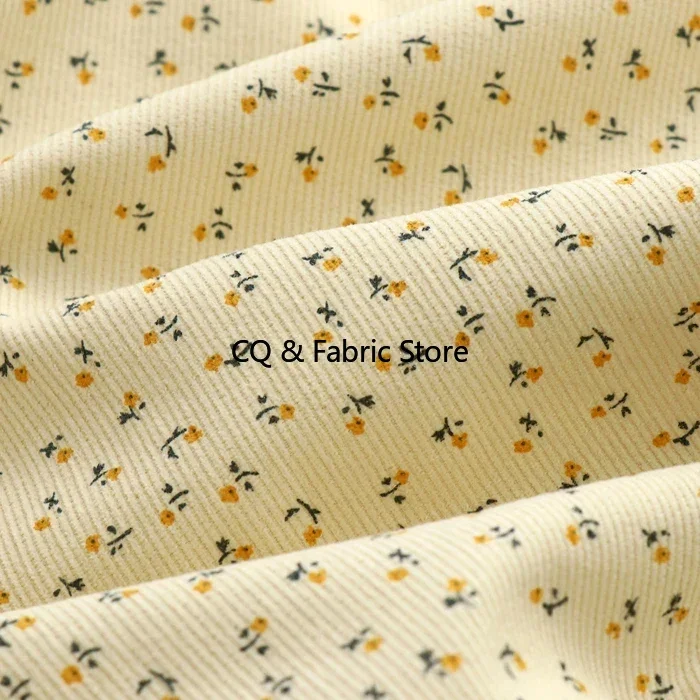 

Cotton Printed Apricot Corduroy Fabric For Women's Children's Clothing Dress Apparel Fabrics