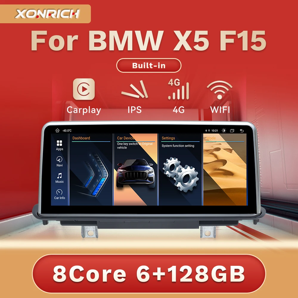 6GB 128GB Carplay Android 12 Car Multimedia Player For BMW X5 F15 X6 F16 2014-2017 NBT System IPS Navigation DSP GPS Audio Wifi