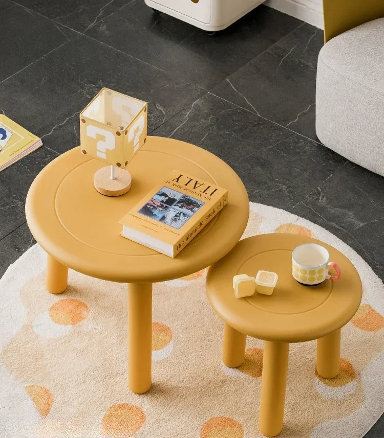 Simple Plastic Sofa Side Table for Living Room Round Coffee Table Nordic Kindergarten Small Table