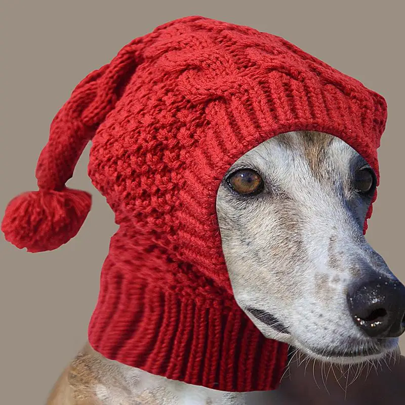 Dog Knit Hat with Earmuff Winter Dog Knitting Hat Soft Puppy Warm Hood Neck and Head Protector Knitting Hat Cute Pet Apparel for