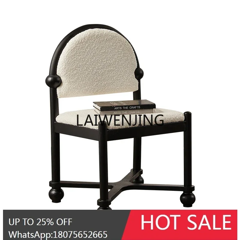 

retro style solid wood dining chair ash wood lamb fleece back chair