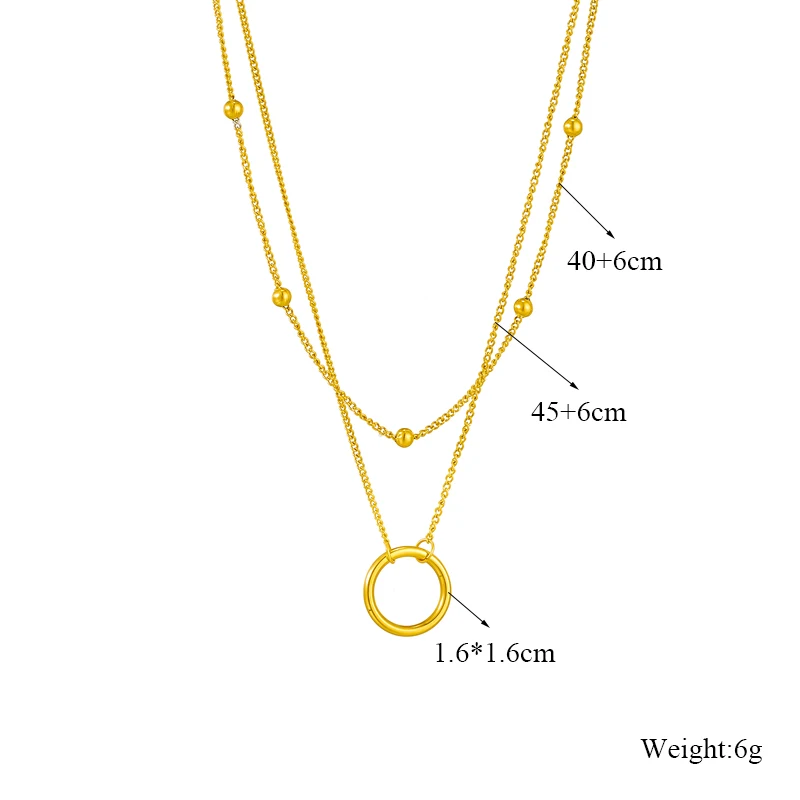 LAMENGLY 316L Stainless Steel 2-Layer Circle Pendant Necklace For Women New Fashion Girls Choker Chain Jewelry Birthday Gifts