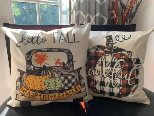 Sindax Happy Fall and Thankful Pillow Covers 18x18 Set of 2 Fall Farmhouse Pillowcases Custom Cushion Cover DIY Customized Throw