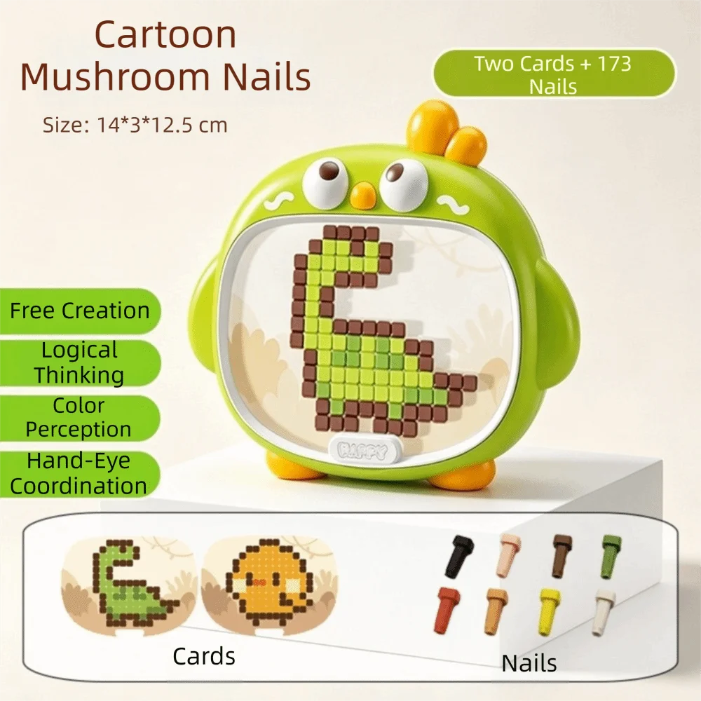 3D Peg Board Puzzle Fine Motor Color Perception Mushroom Peg Puzzle DIY Set Concentration Training Mushroom Nail Puzzle