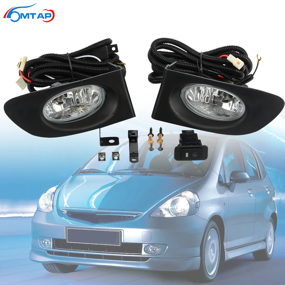 

MTAP Car Front Bumper Fog Light Reflector Lamp Upgrade Kit For HONDA FIT JAZZ GD1 GD3 2003-2008 Japan Version Foglight Set