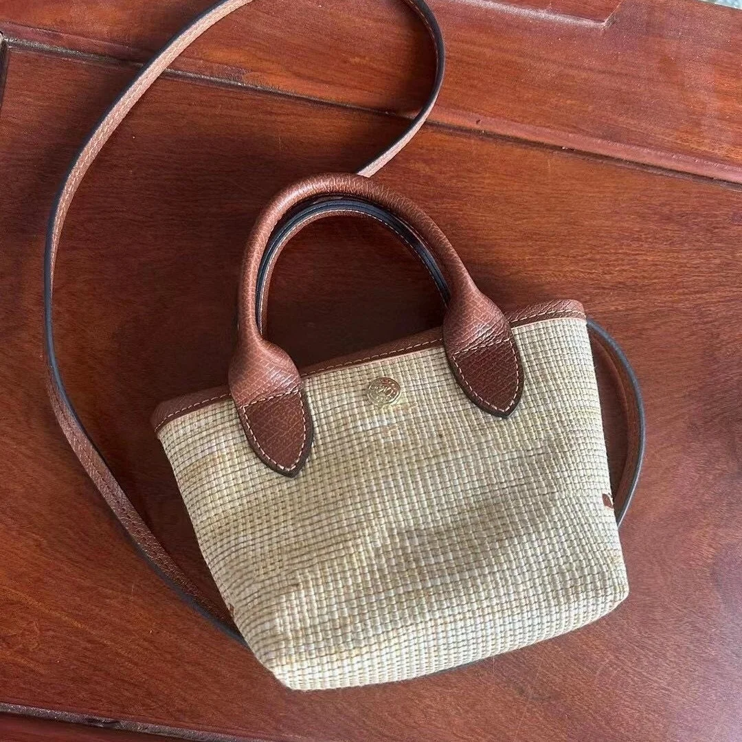 Mini bolsa de grama com alças para mulheres, bolsa crossbody, alça curta, bolsa para celular, moda feminina