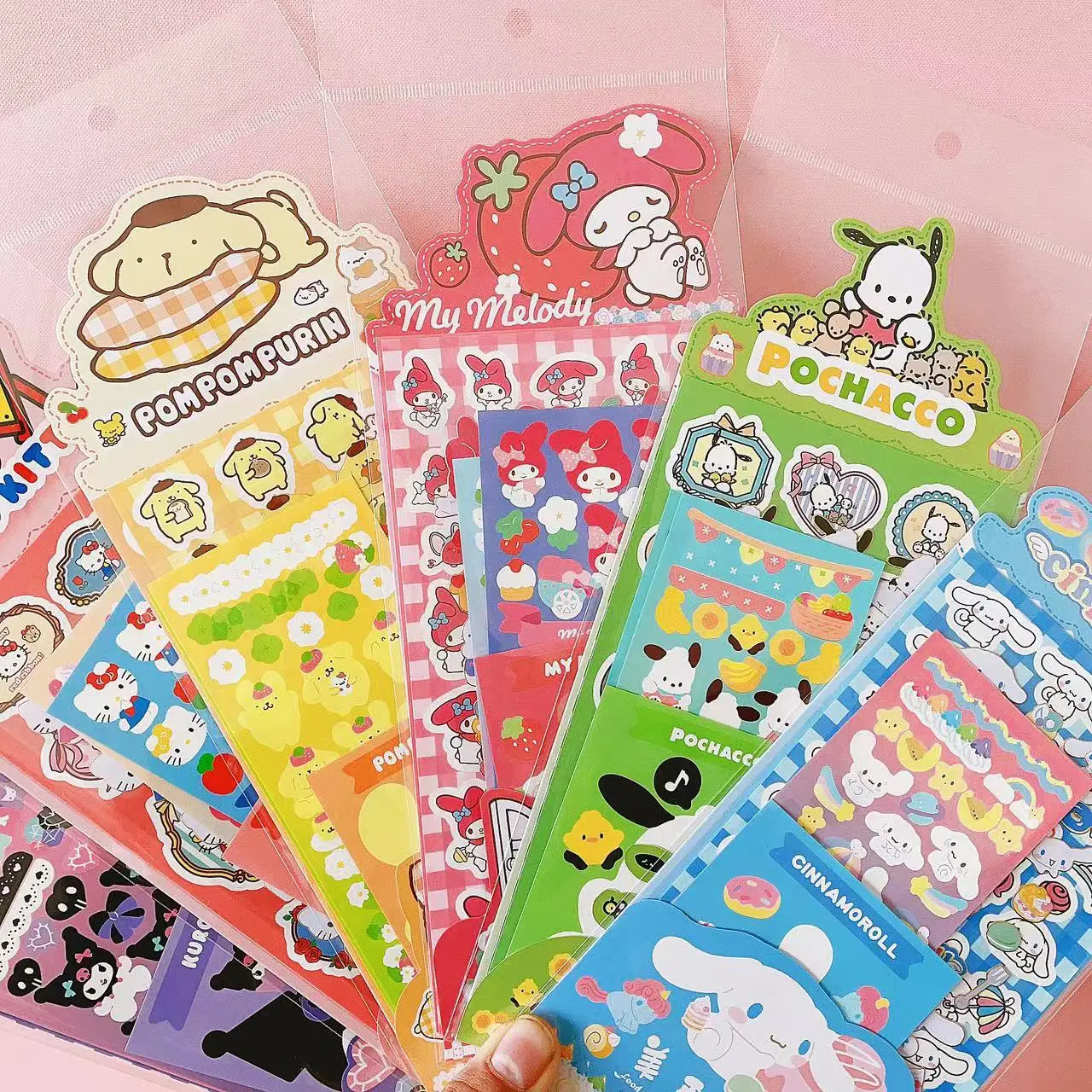 Kawaii Sanrio Sticker DIY Hand Account Diary Decorative Kitty Kuromi Funny Cartoon Kids Girls Christmas Birthday Gift Reward Toy