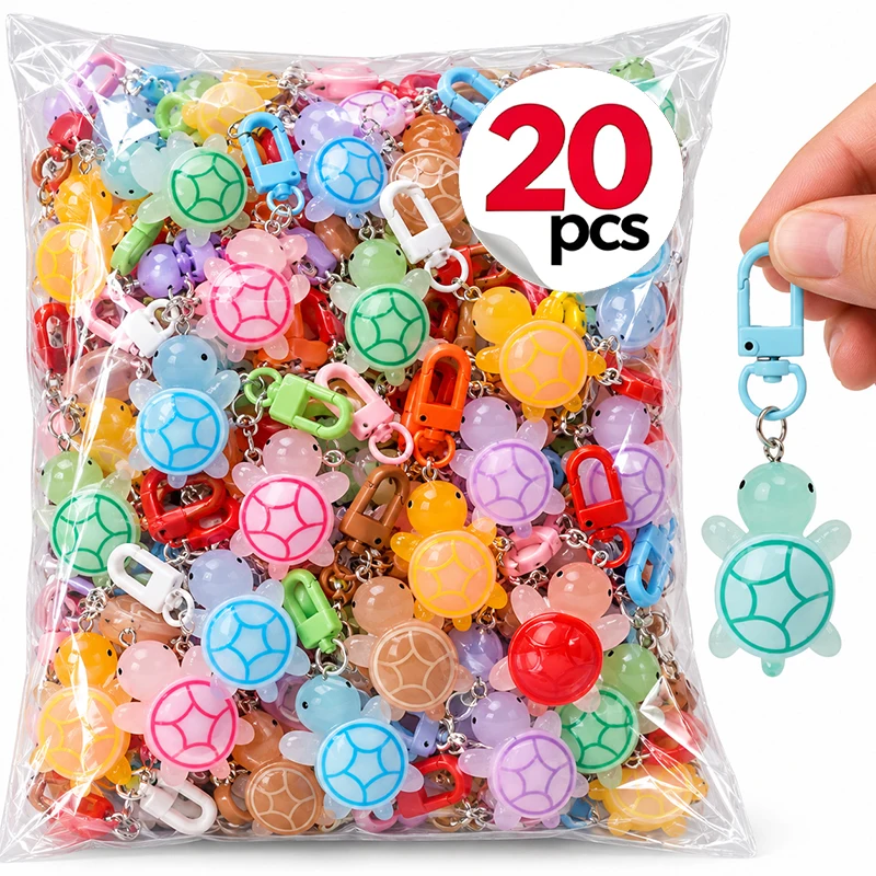 1-20pcs Cute Glow in The Dark Turtle Keychain for Women Backpack Pendant Colorful Tortoise Keyring DIY Accessories Student Gifts