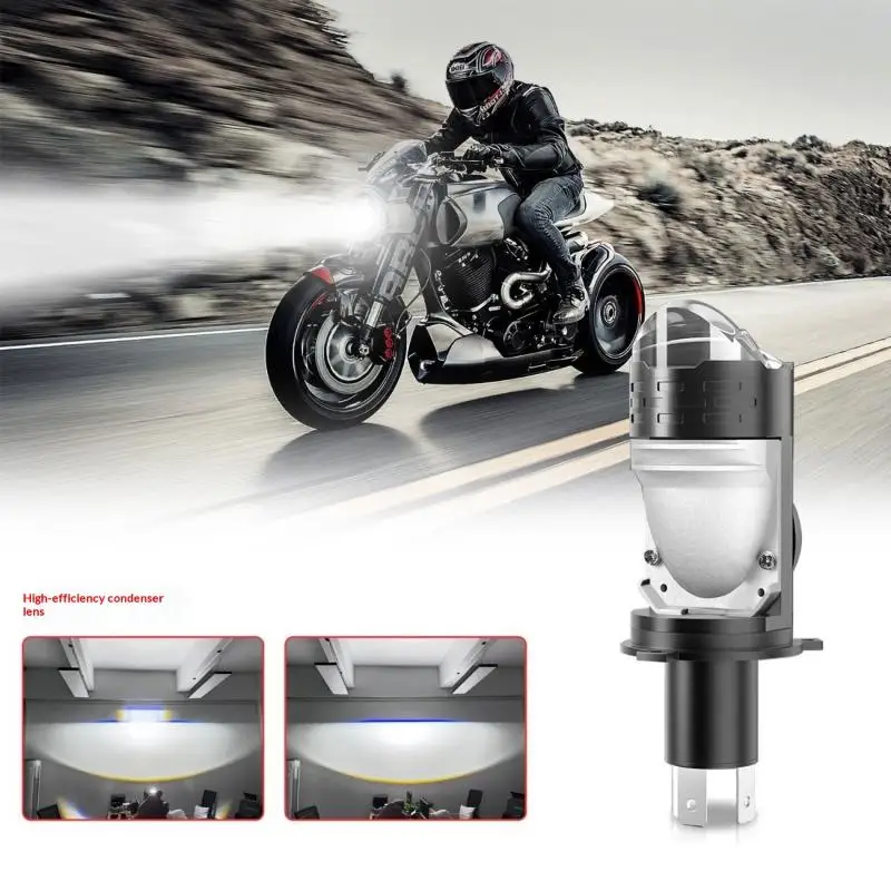 H4 Mini Lens Bi LED Projector Headlight Bulbs Canbus Turbo Cooling 120W Error Free for Auto Headlight Replacement