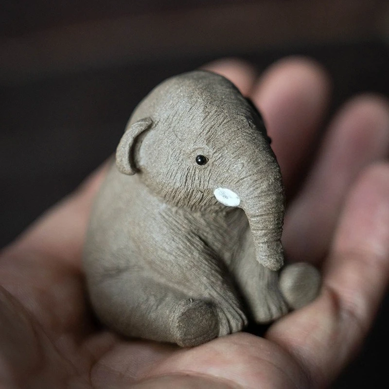 

Yixing Clay Elephant Tea Pet Handmade Ceramic Ornament for Tea Table