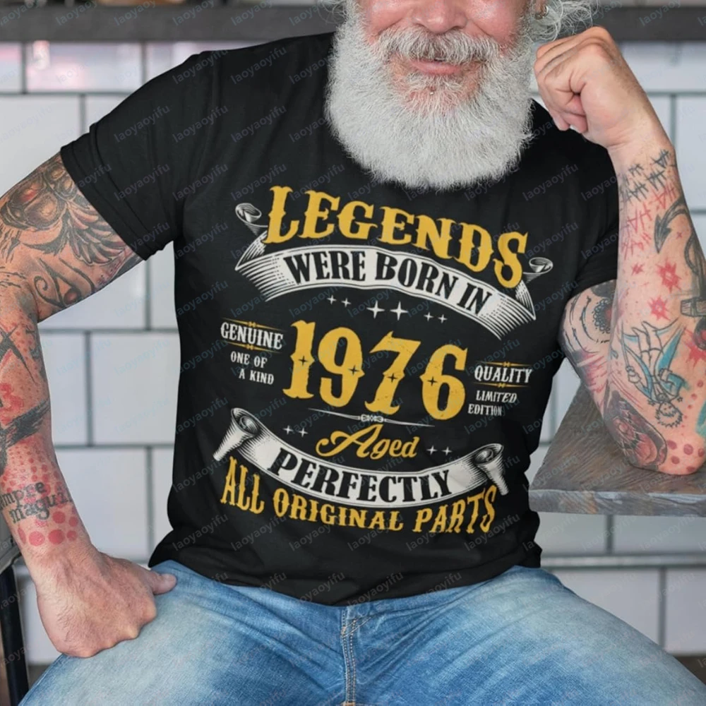 Birthday Shirt for Men Legends Were Born in 1976 1986 Vintage T-Shirt 50 40 Years Old Retro Grandpa Shirt Papa Graphic T Shirts
