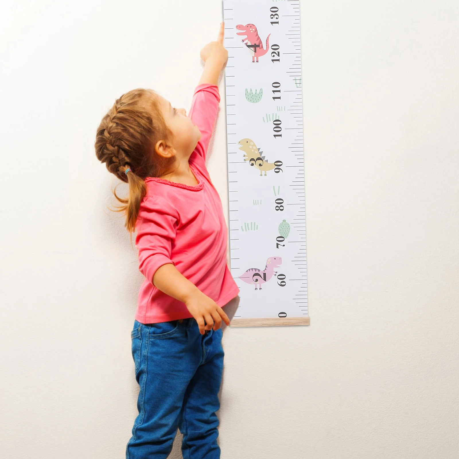 

Height Sticker Chart for Kids Wood Measuring Ruler Wall Hanging Growth Solid Child
