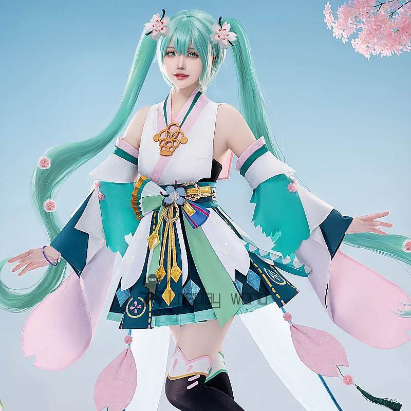 

Anime Project Sekai Cosplay Costume Miku Onmyoji‌‌ Green Wig Hanfu Style Dress Uniform Halloween Carnival Suit for Women Game