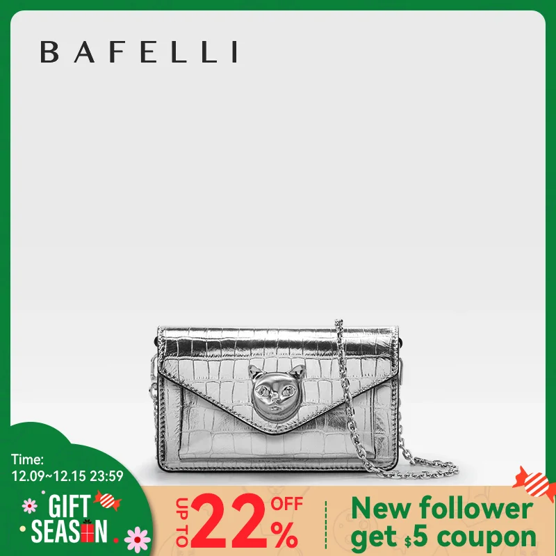 BAFELLI 2024 WOMEN\'S BAG NEW MINI PARTY CASUAL CROCODILE LUXURY BRAND DESIGNER CAT FASHION CROSSBODY SHOULDER GENUINE LEATHER