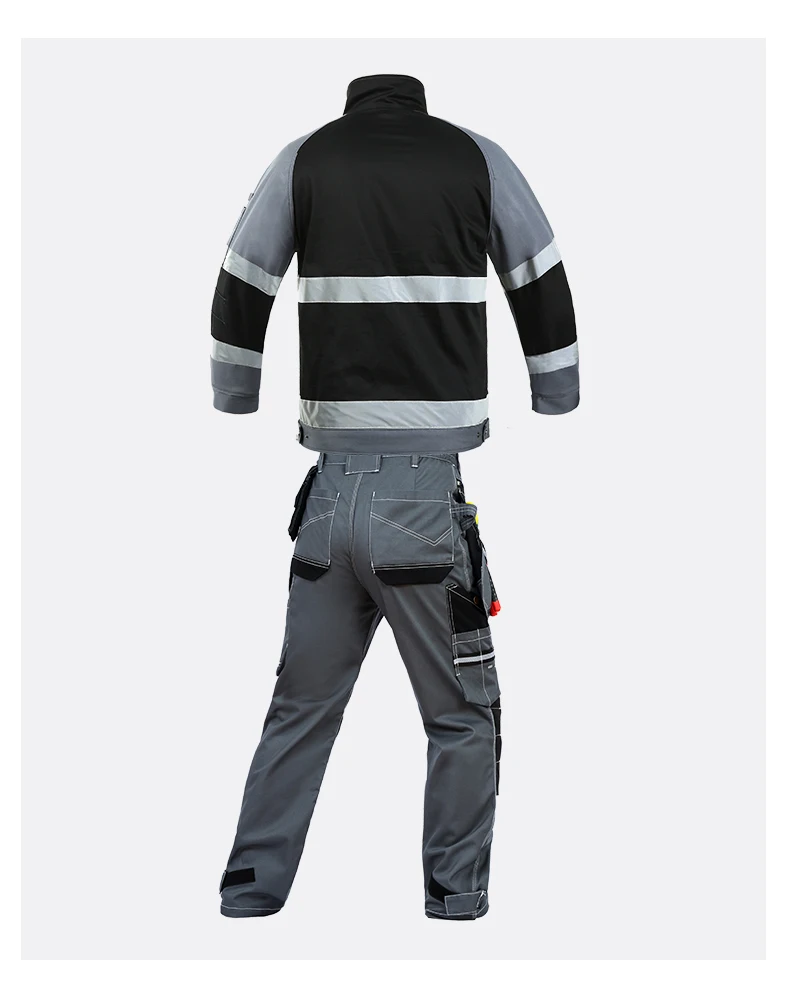 100% Cotton Welding Suit Work Clothes For Men Multi Pocket Hi Vis Reflective Safety Work Clothing Electrical Uniform Repair Suit