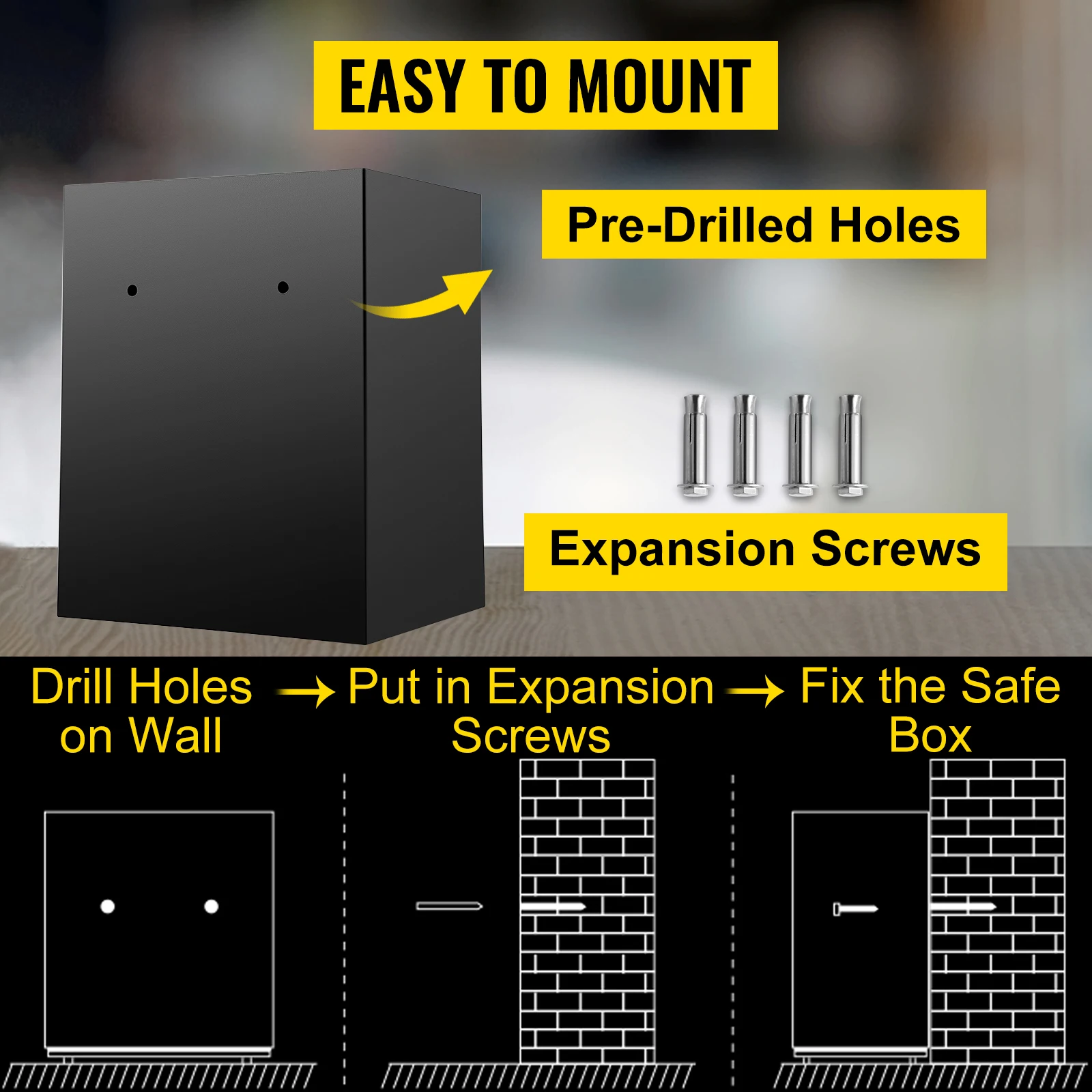 SucceBuy Electronic Safe Deposit Box With Drop Slot Secret Hidden Piggy Bank Security Digital Access Two Keys for Store Money Guns