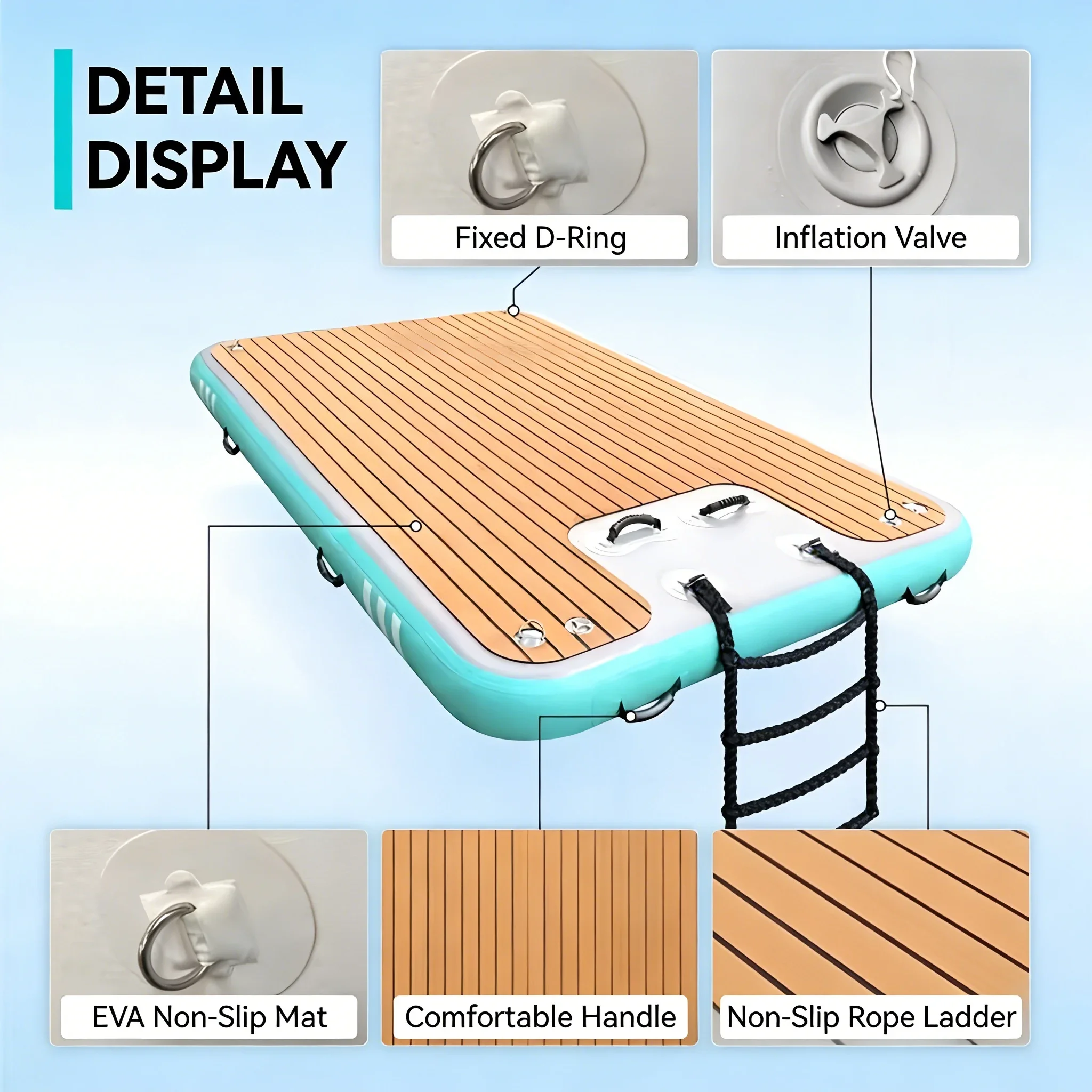 Custom Thick PVC Floating Mat Water Non-Slip Inflatable Water Mat for Pool Beach Lake Outdoor Fishing Party Water Sports Toyprom
