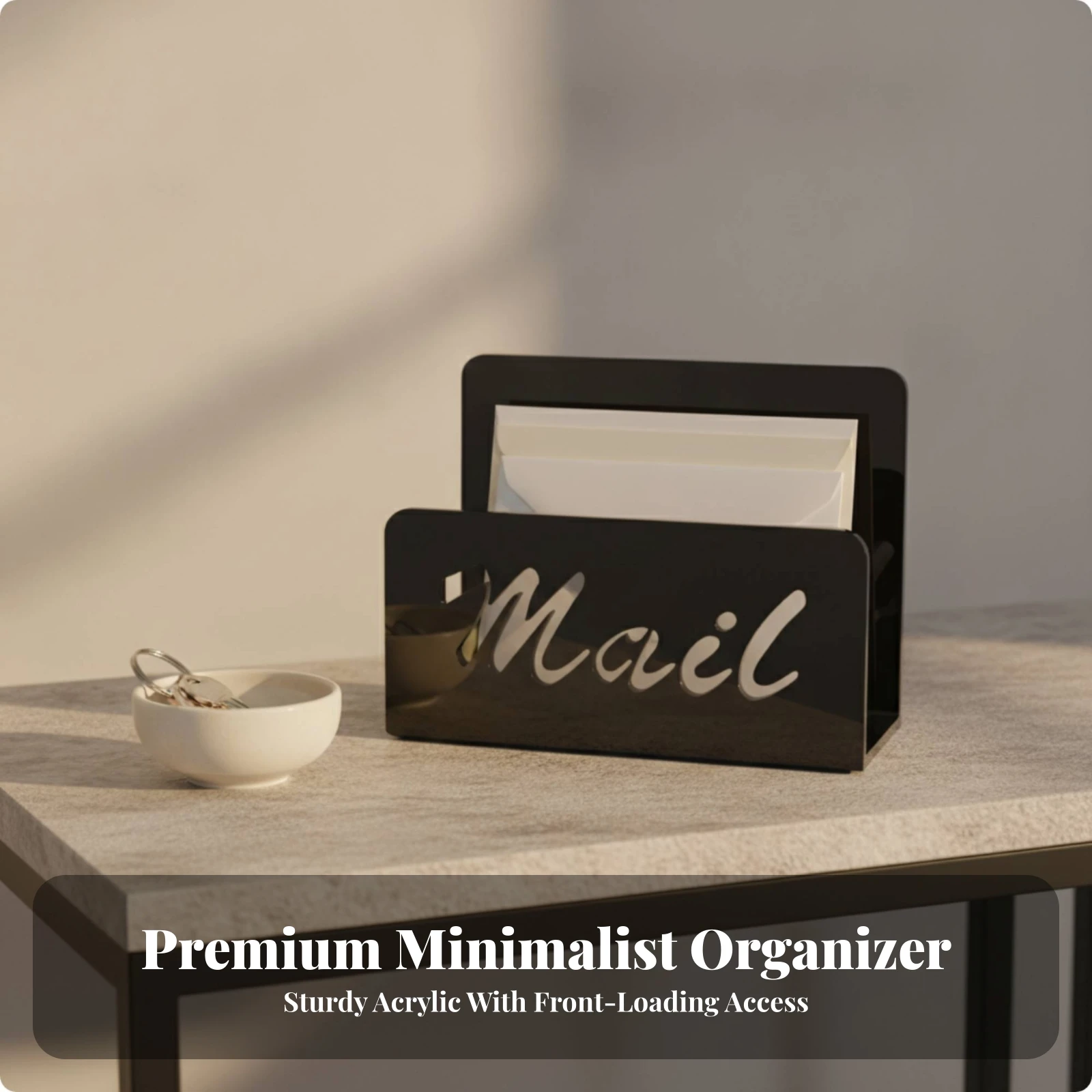 Desktop Mail Organizer Compact Mail Organizer with Anti-Slip Pads Envelope Holder Slimline for Home Office, Reception Desk