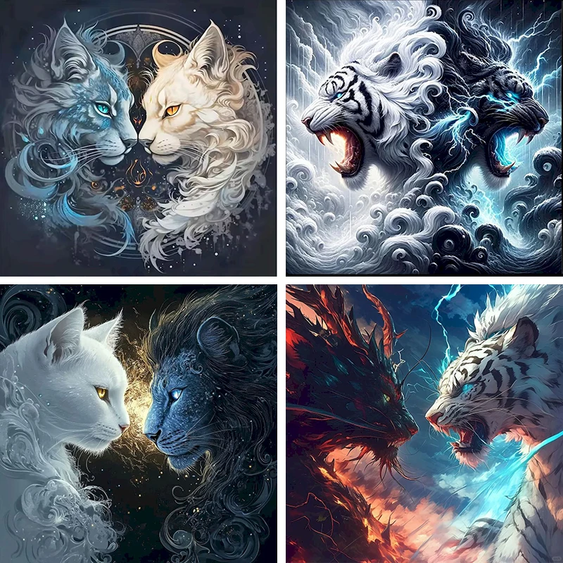 

GATYZTORY New Arrival Diamond Mosaic Tiger Acrylic Craft Supplies Diamond Painting Animal DIY Embroidery Cartoon Child Hobby