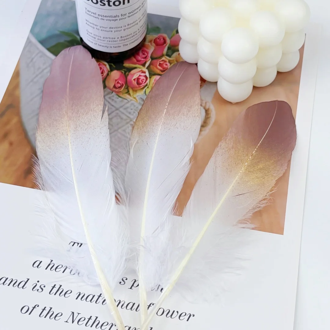 

Gradient Goose feather 15-20cm/6-8inches DIY Accessories Printed feathers for crafts Handwork Wedding Decoration