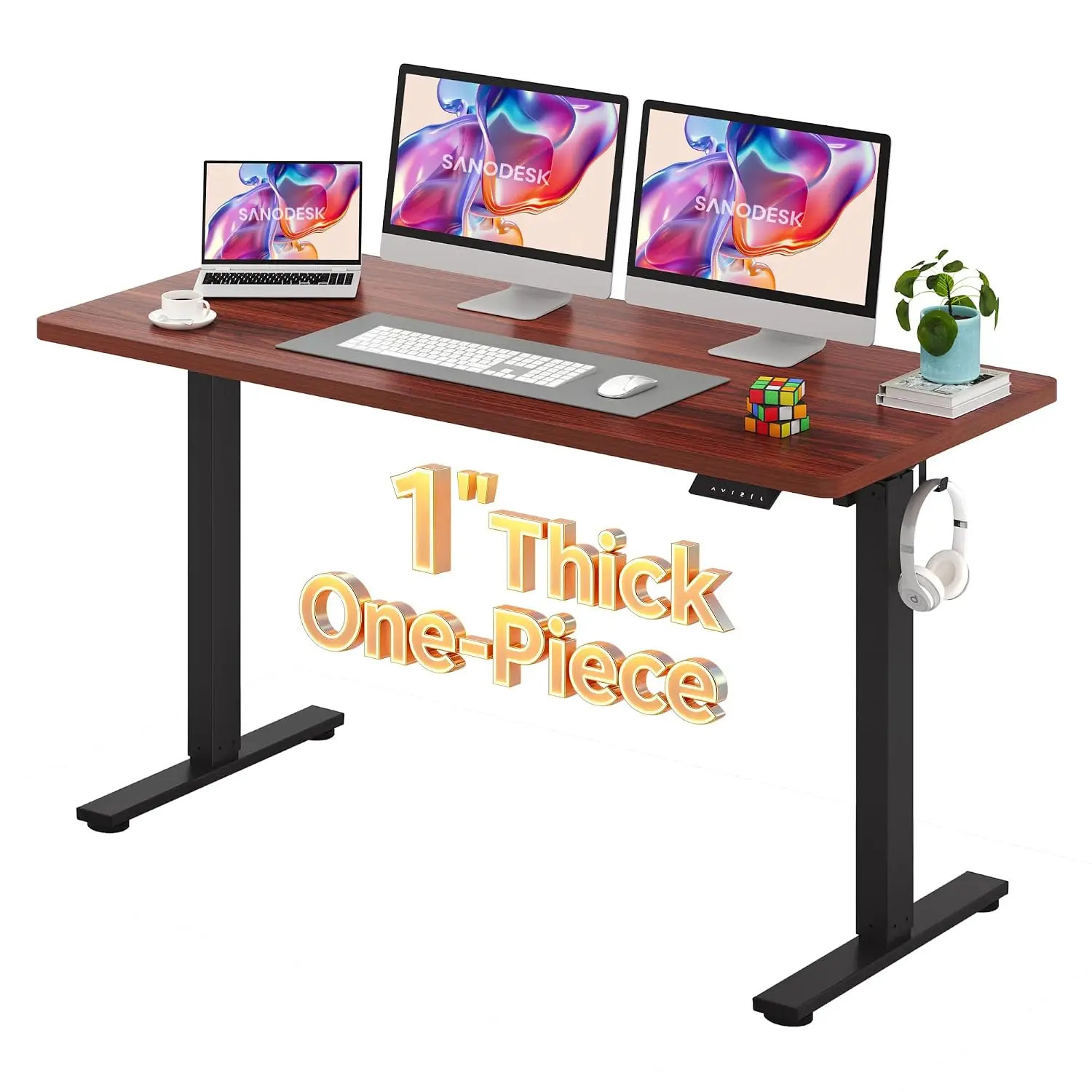 1'' Thick Height Adjustable Standing Desk 60x24 Inch Ergonomic Office Workstation, Customized