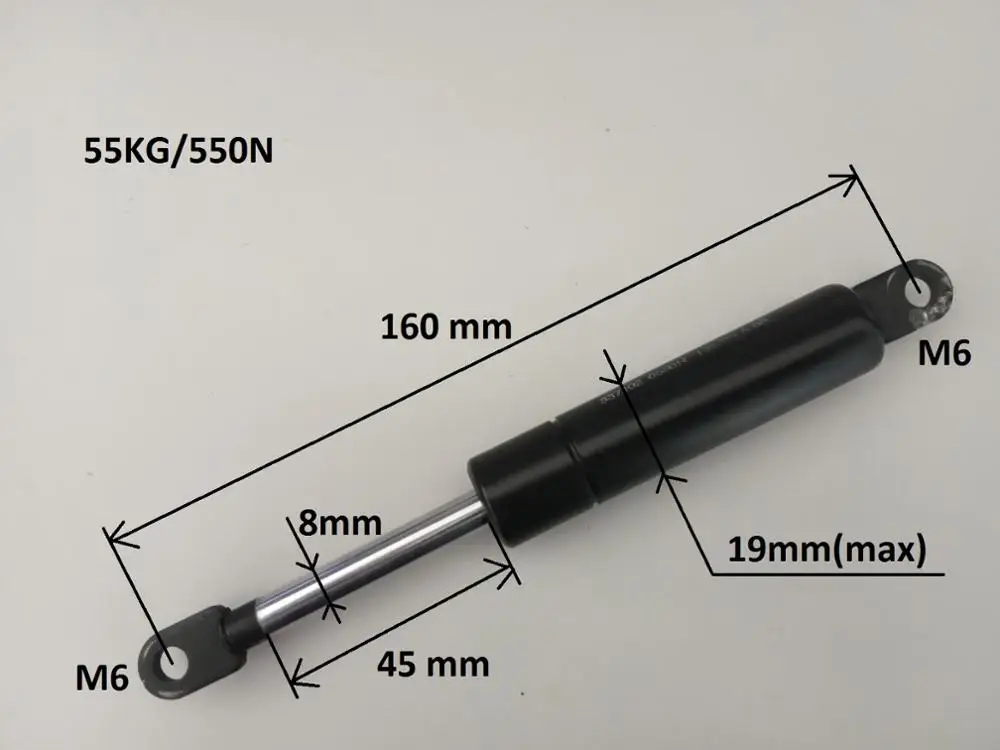 Furniture Gas Spring Auto Spring Strut 160mm 55kg Gas Spring Lift Prop Strut Damper Studs Lift Strut Metal