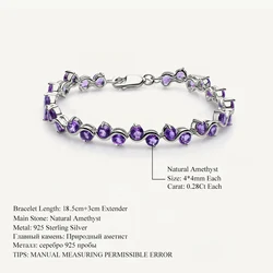 GEM'S BALLET 9.04Ct Natural Amethyst Purple Gemstone Bracelet 925 Sterling Silver Bracelets & Bangles For Women Fine Jewelry