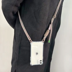 Crossbody Necklace Adjustable Lanyard Phone Case for iphone 17 Air 16 15 14 13 11 12 Pro Max 16E 7 8 plus Transparent Soft Cover